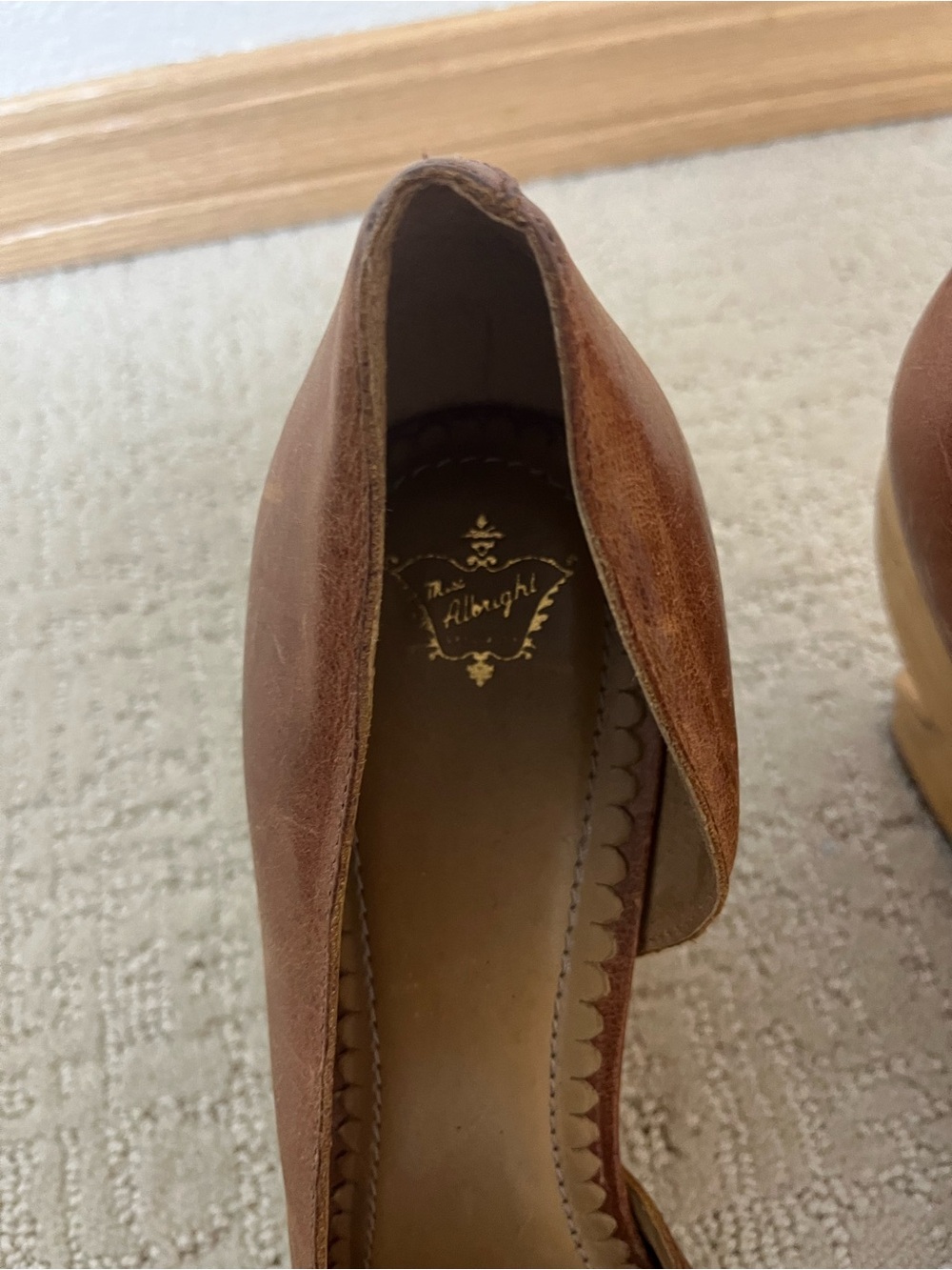Miss Albright by Anthropologie tan leather wedge shoes women’s size 10B - Picture 2 of 7